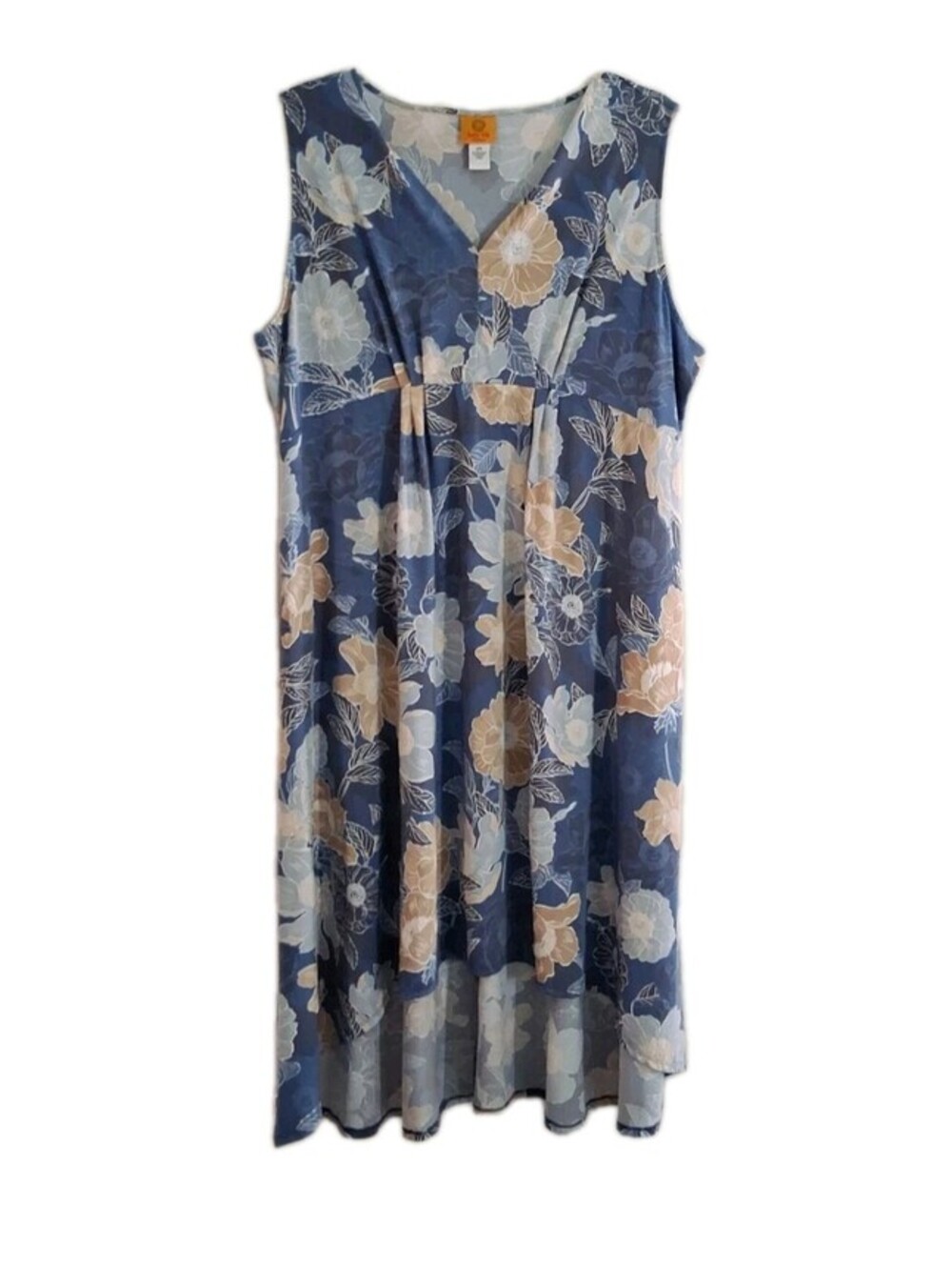 Ruby Red Blue Floral And Peach V-Neck Sundress Size 2x NWOT